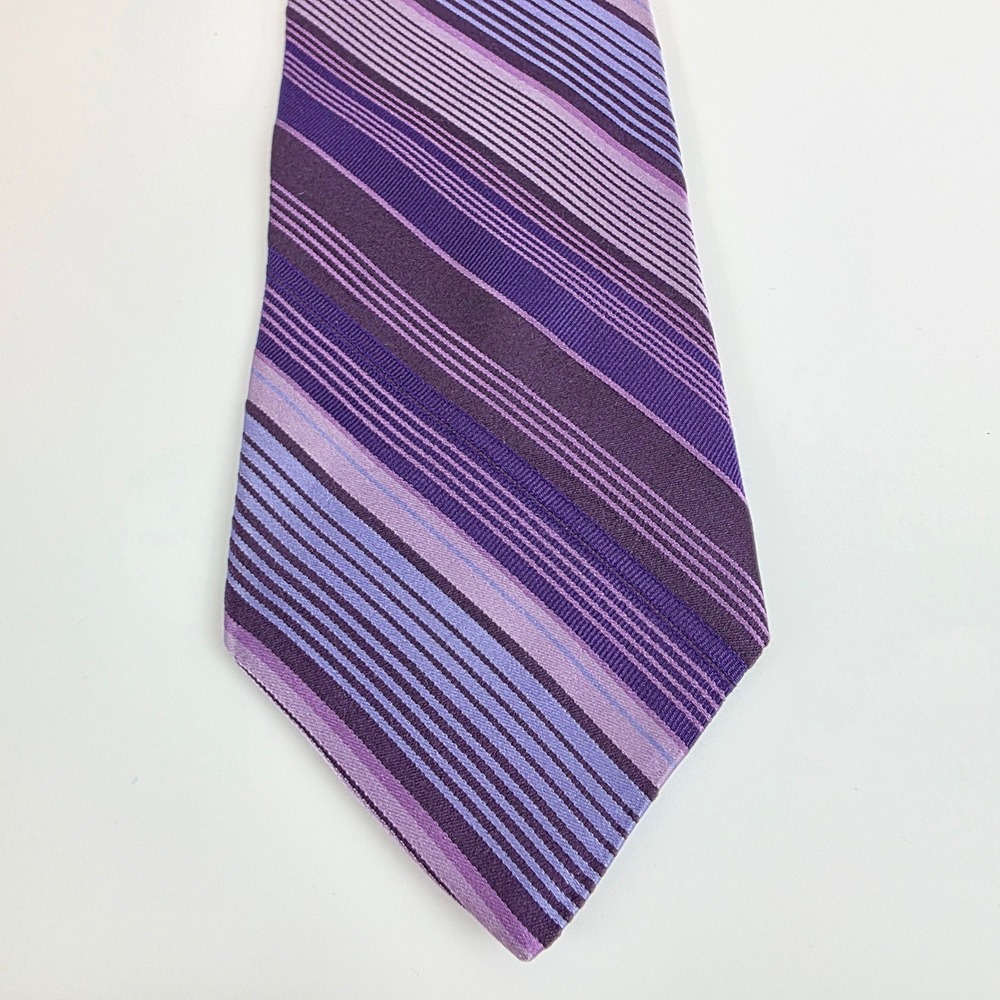 Ted Baker London‎ Mens Silk Tie Purple Lavender Diagonal Striped Hand Tailored
